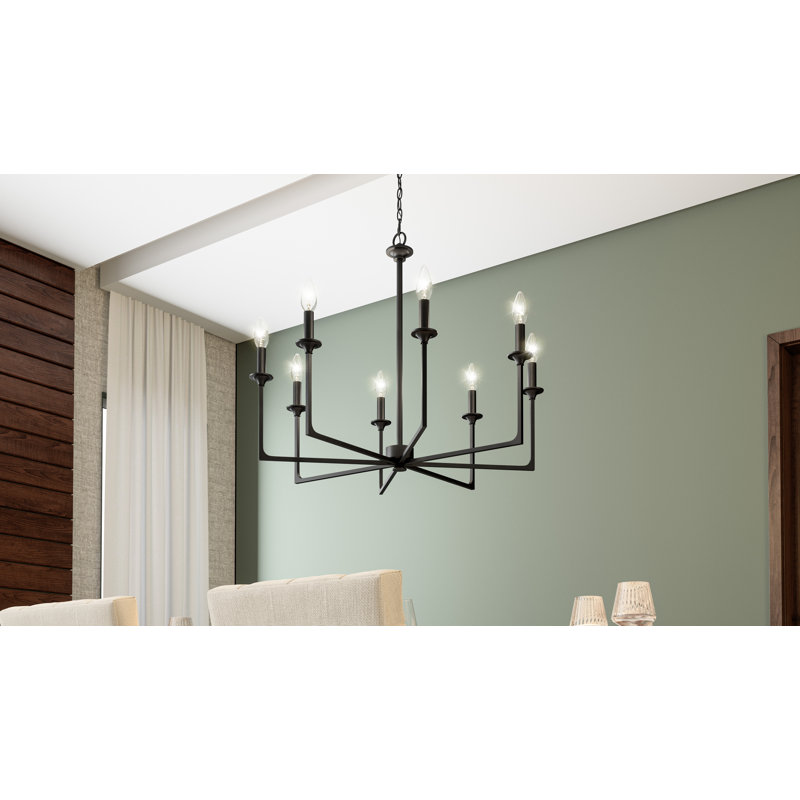 Nashalie 8 - Light Dimmable Classic / Traditional Chandelier, Matte Black