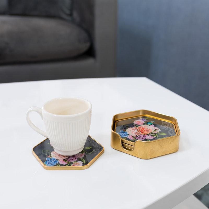 Floral Hexagon Coasters