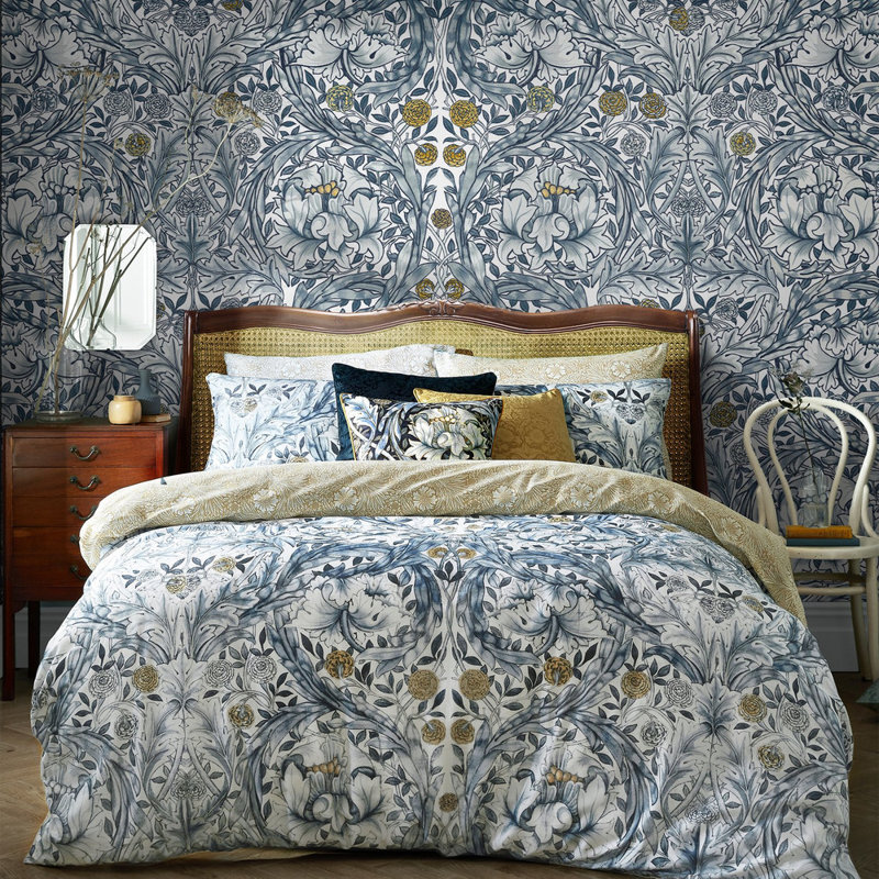  African Marigold Fixed Size Print to Order Mural, Blue