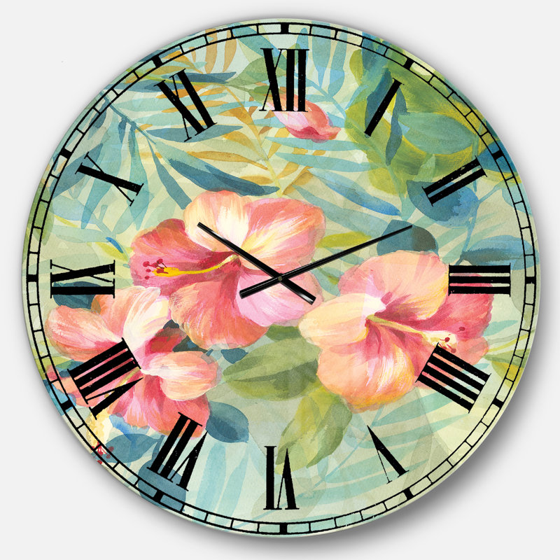 Horloge murale Swigart Hibiscus Garden III, Surdimensionné