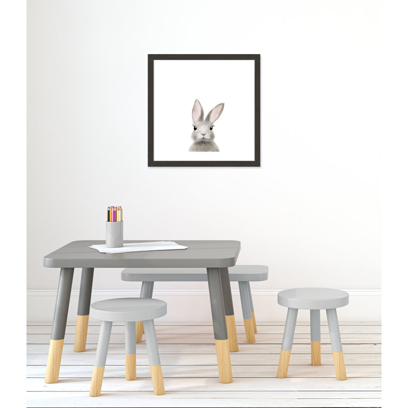 Art encadré en lapins forestières, H 24,5 po x l 24,5 po x P 0,63 po, Encadré de boîte noir