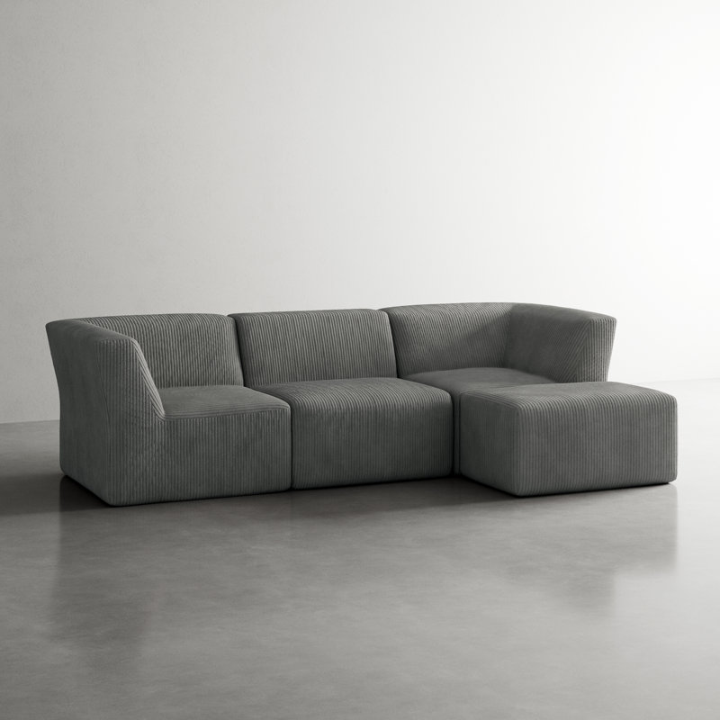 4 Seater Corduroy Seating Component, Grey Corduroy