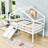 Aluino Twin Wooden Low Loft Bed With Slide And Safety Guardrails-1213505586