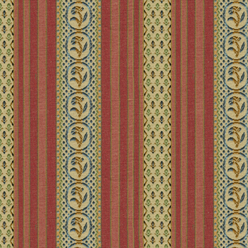 Rayure Fleurette Cotton Blend Fabric, Begonia