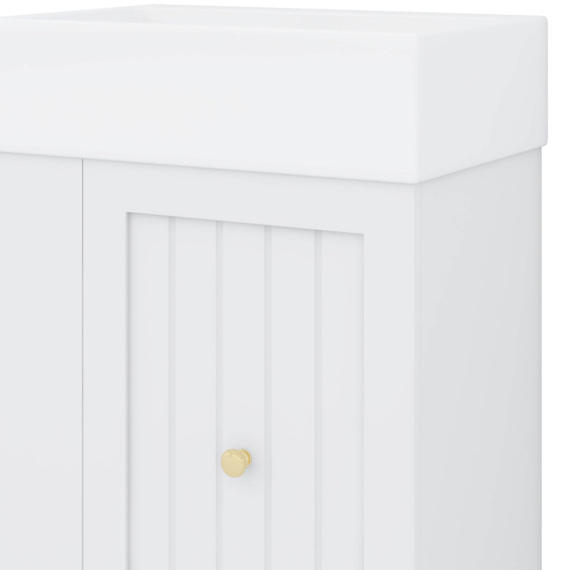 Meuble-lavabo de 20 po avec lavabo en céramique, tiroir et tablette latérale