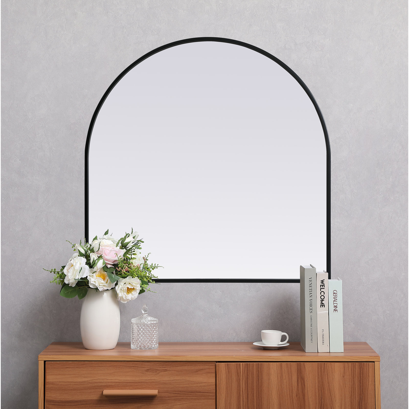 Sabine Accent Mirror, Black, 30" x 30"