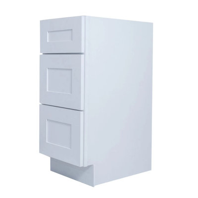 Armoire de rangement à 3 tiroirs H 34,5 po style Shaker prête à assembler, blanc élégant