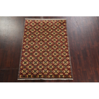 Tapis népalais Trellis à motif oriental noué à la main 5 x 8