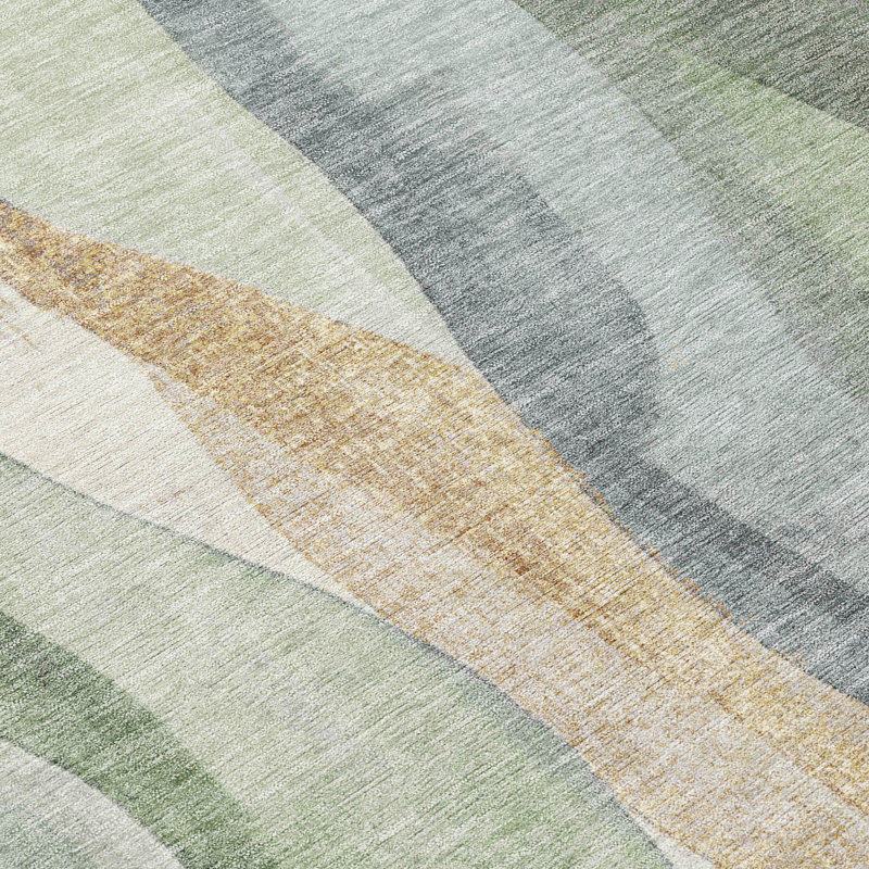 Machine Washable Indoor/Outdoor Xhevrie Aloe Rug, Rectangle 8' x 10'