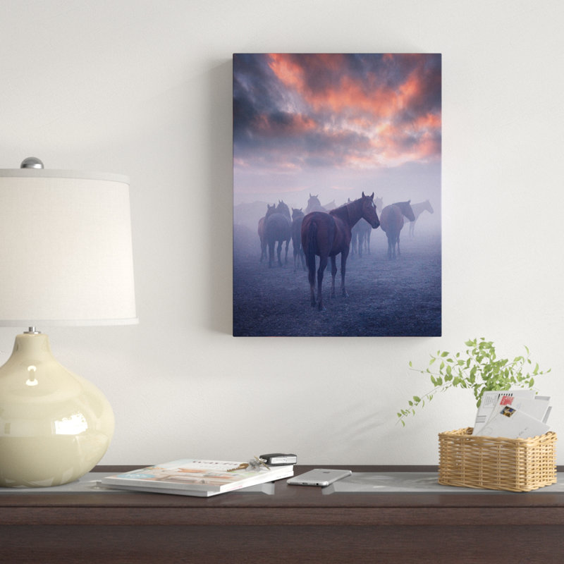 « wild cheval rouge sky », reproduction de photo sur toile tendue, H 19 po x l 14 po x P 2 po