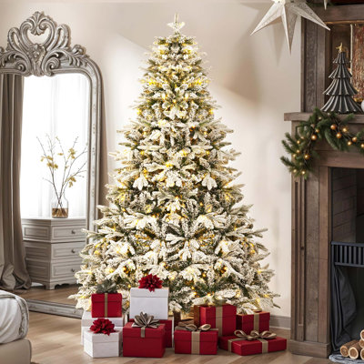 Arbre de Noël enneigé 7 pi avec 11 modes d'éclairage