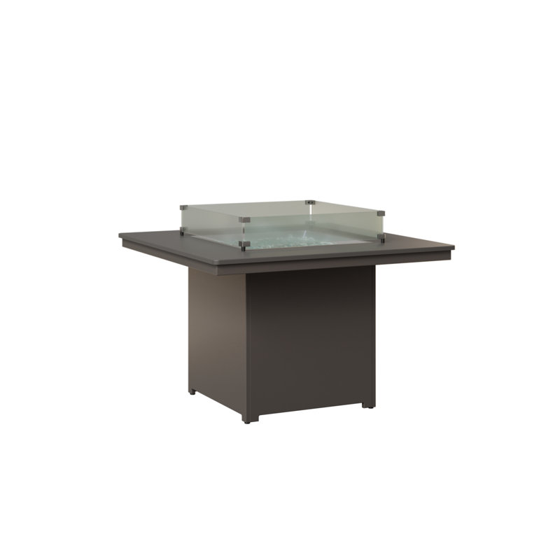 Berlin Gardens Numa Fire Pit Dining Table, Hammered Top Stainless with Graphite Base