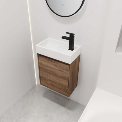 Petit meuble-lavabo flottant de 18 pouces avec lavabo simple, convenant à une petite salle de bain