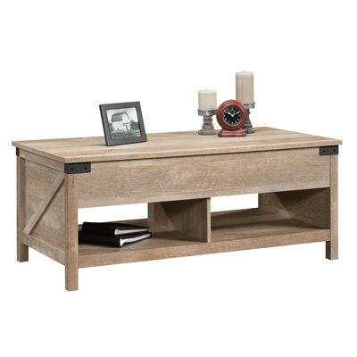Table basse à plateau relevable, finition brune