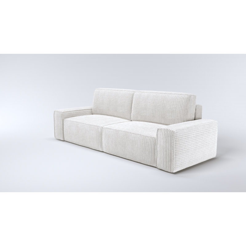 Candee 3 Seater Corduroy Sleeper, White