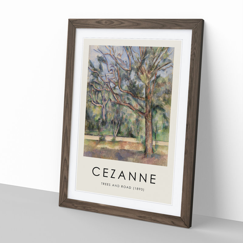 Trees and Road by Paul Cezanne - Picture Frame Painting, 36cm H x 27cm W x 2cm D, Walnut Framed