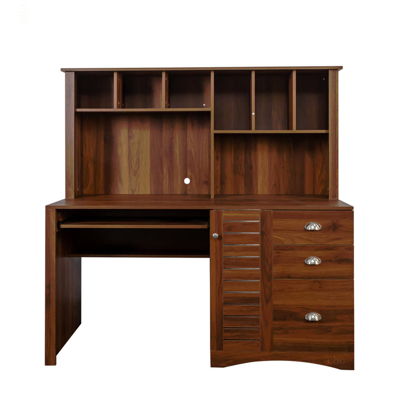 Bureau d'ordinateur à domicile avec huche, Brun