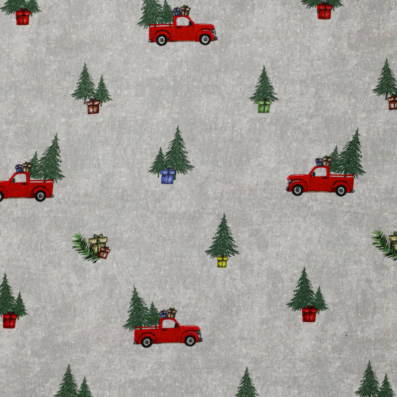 100% Cotton Flannel Sheet Set, Truck Tree, Full/Double Sheet Set+Fitted Sheet+2 Pillowcases