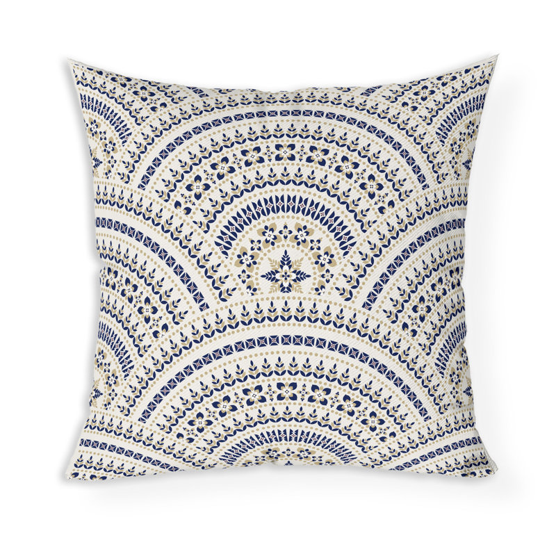 Coussin décoratif intérieur / extérieur Gridlock Glamour, Blue/Orange, 18"H x 18"W