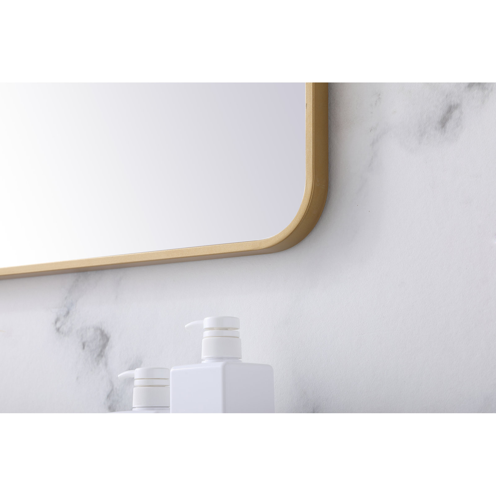 Sabine Metal Rounded Rectangle Wall Mirror, 40" x 27", Brass