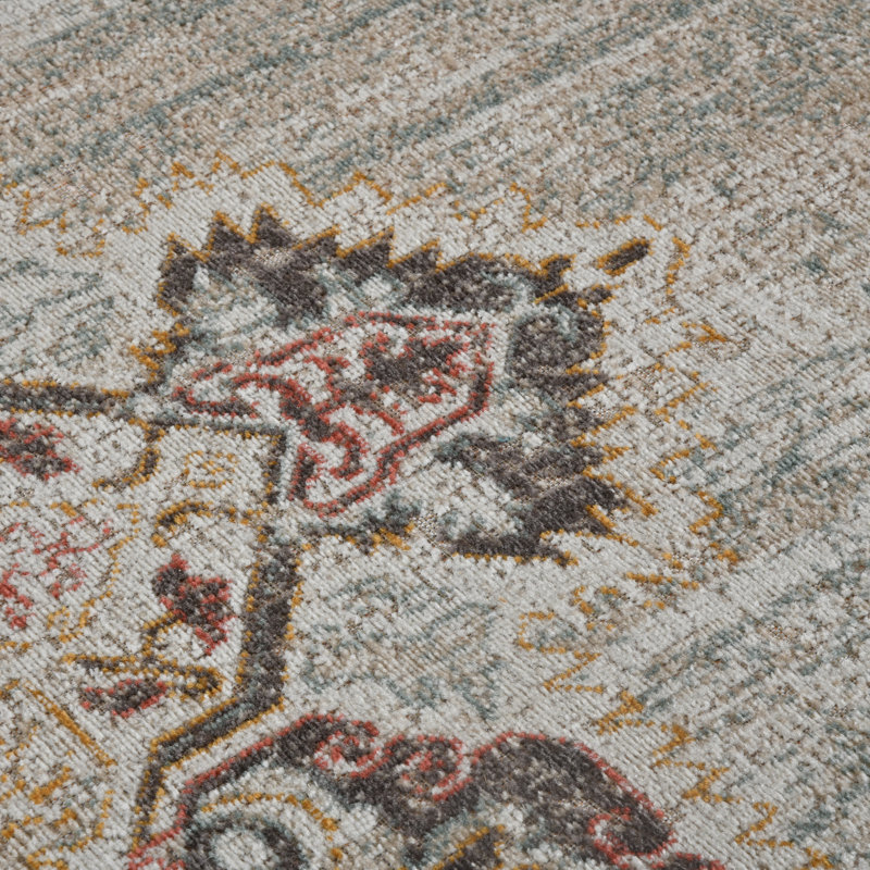 Kinslee Vintage Medallion Ultra Low Pile Performance Area Rug, Rectangle 8'11" x 11'11"
