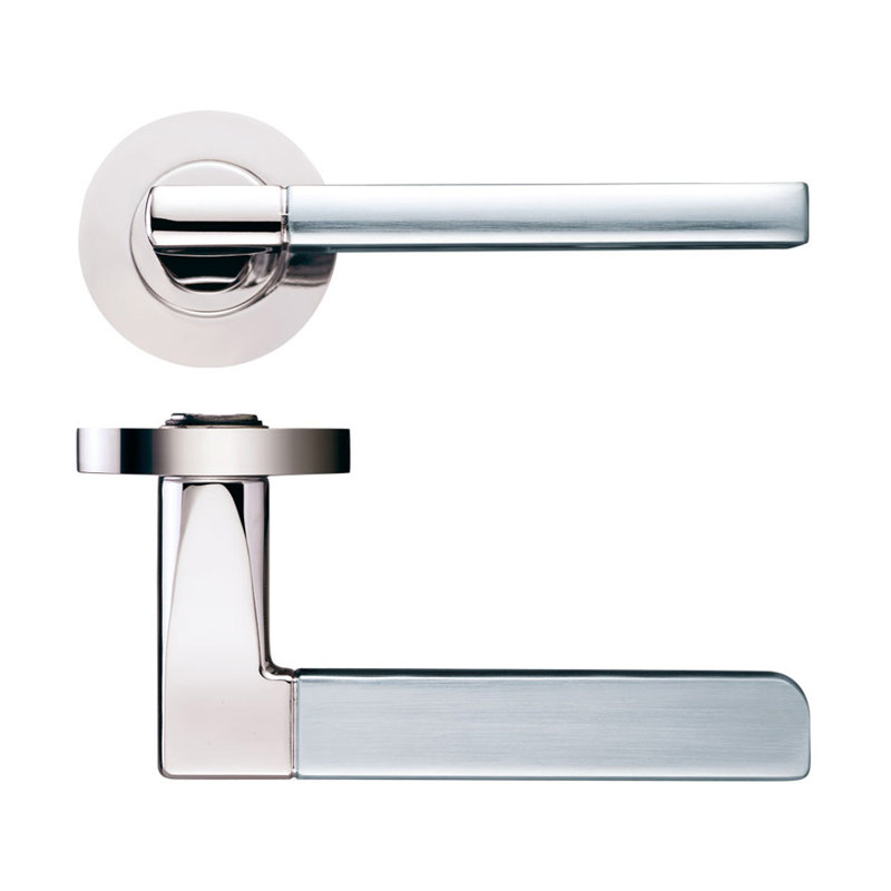 Venice Latch Door Handle, Polished Nickel/Satin Nickel