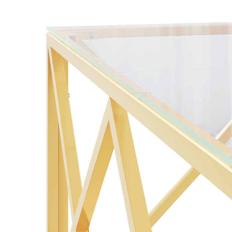 Asimelda Frame Coffee Table, 40cm H x 80cm L x 80cm W, Gold, Clear