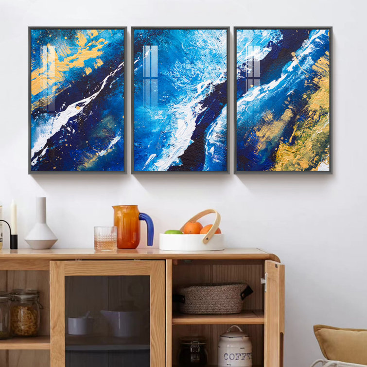 Regalite 3-Piece Floating Frame Abstract Canvas Modern Art Print 30 in. x  48 in. kc4562a - The Home Depot