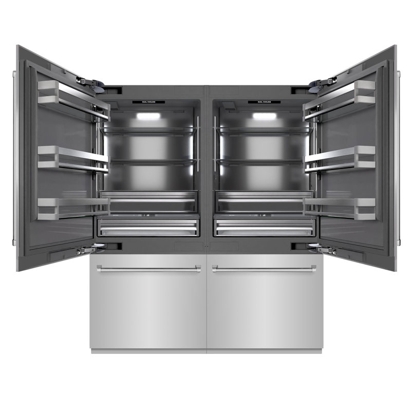 ZLINE 72 in. Built-In Refrigerator in Black Stainless Steel w/ Graphite Gray Interior, Stainless Steel/Graphite Gray