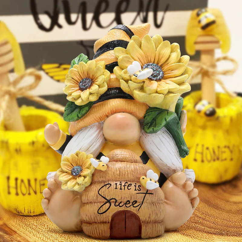 Bee Gnome Figurine Indoor Summer Garden Decor