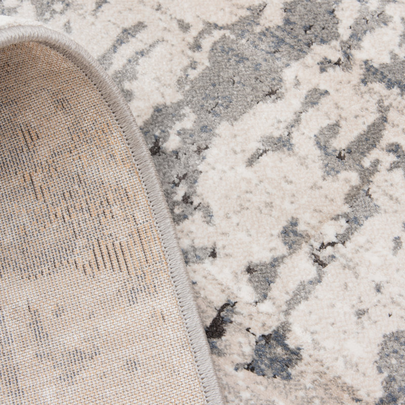 Tapis gris / ivoire Higginsville, Rectangle 5 pi 3 po x 7 pi 7 po