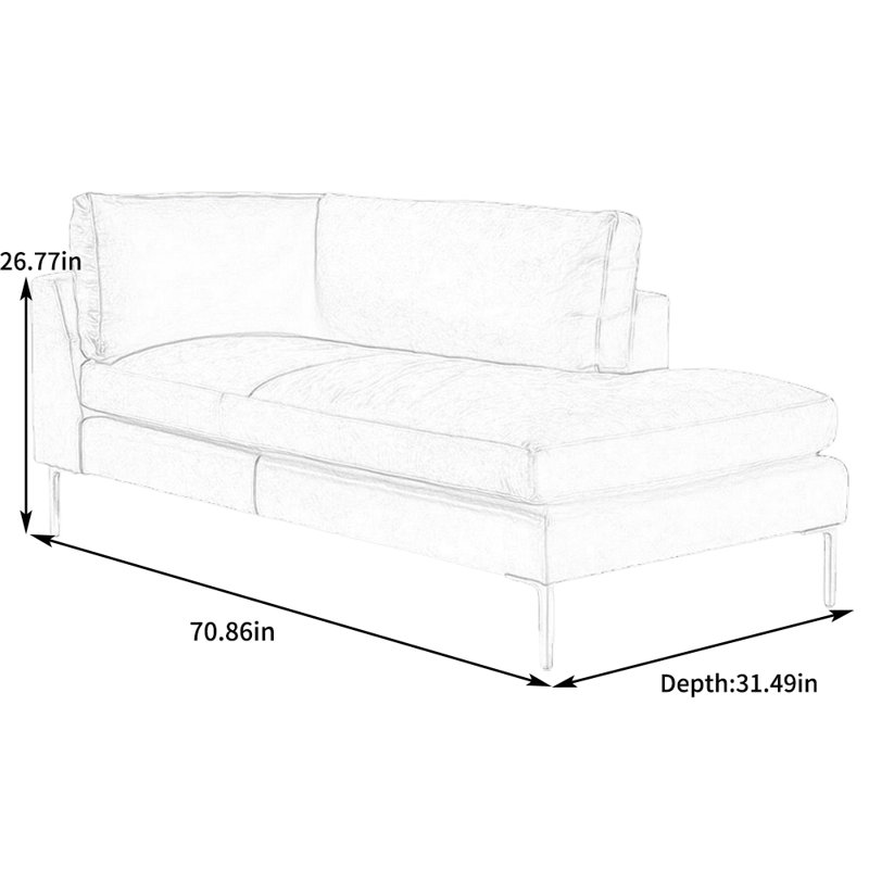 Comfortable high elastic sponge recliner, Left Hand Facing, Black, Golden