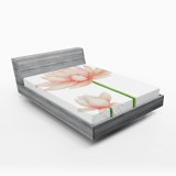 Ambesonne Yoga Fitted Sheet 2-Pack Pastel Blooming Lotus Queen Peach Green and White