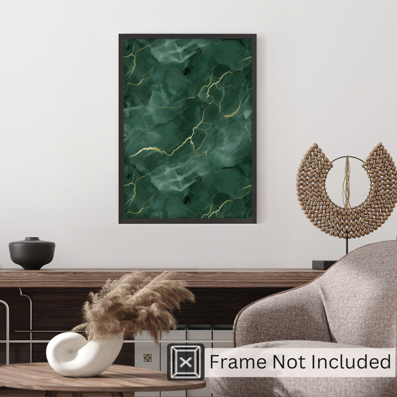 Abstrait vert foncé abstrait, géode de cristal, rêve III, impression d'art moderne sans cadre, H 16 po x l 12 po