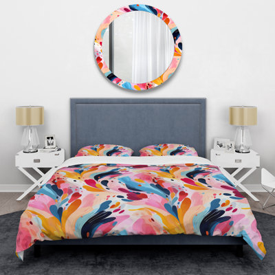 Pink And Blue Abstract Paint Stripes I Abstract Duvet Cover