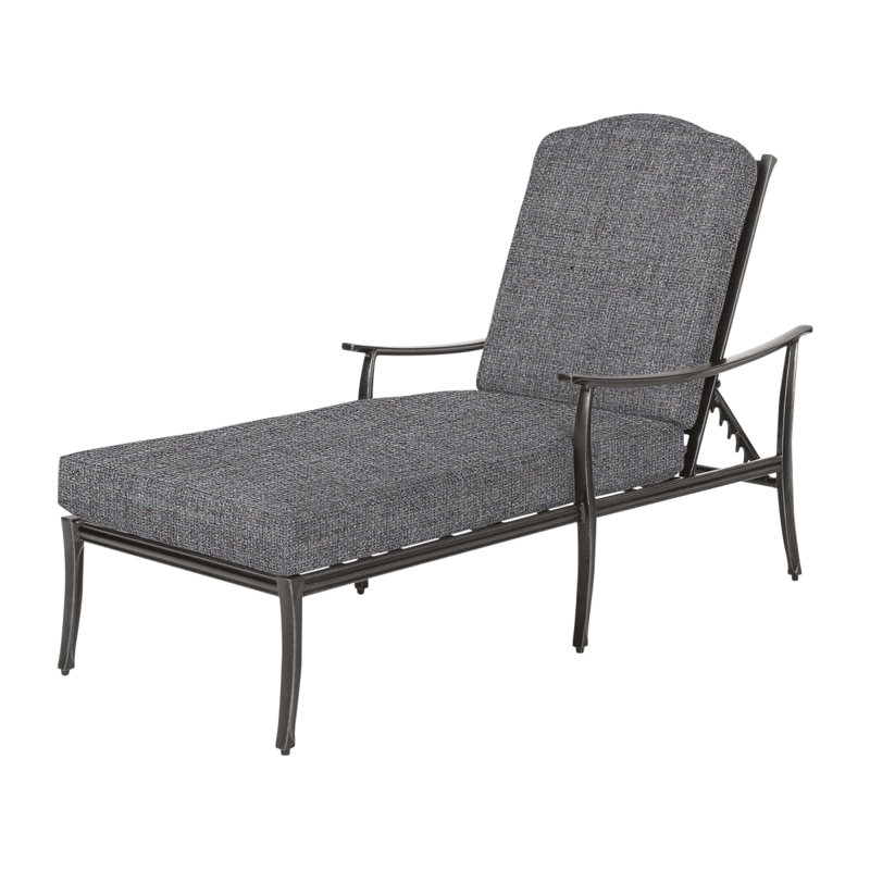 Edge Outdoor Chaise Lounge, Cast Slate Sunbrella® Plainweave, Midnight Gold