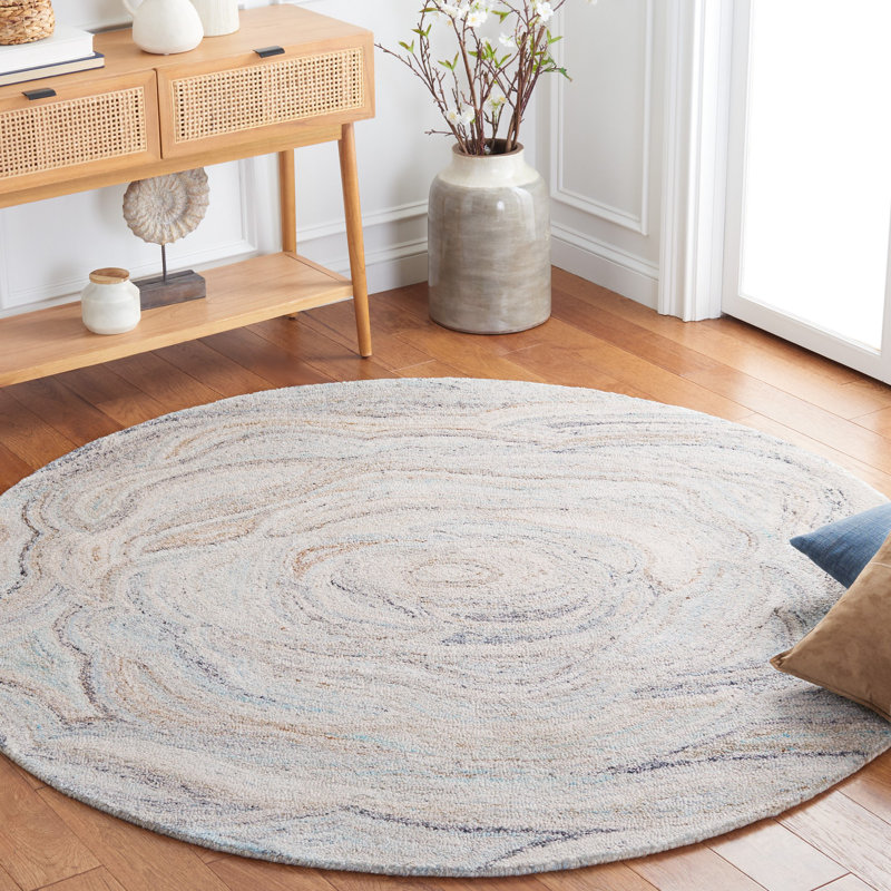 Abstract Hand Tufted Performance Abstract Rug, Round 6'
