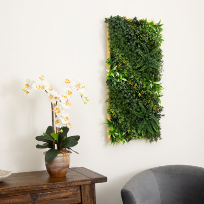 20 po x 40 po Panneau d'art mural vivant artificiel résistant aux rayons UV dans un cadre semblable à du bois (intérieur / extérieur)