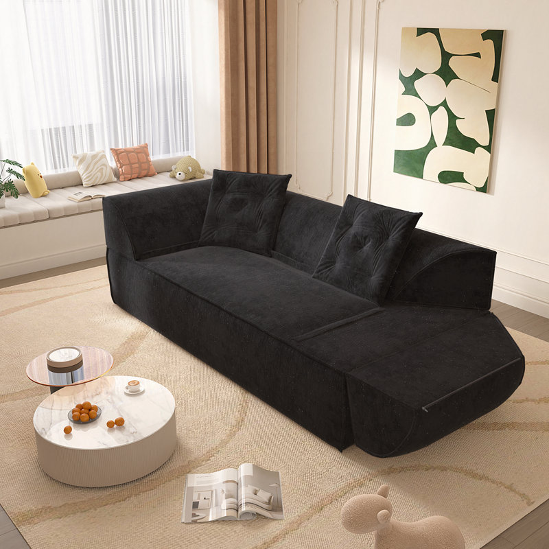 Canapé-lit en chenille de 79,5 po, Noir