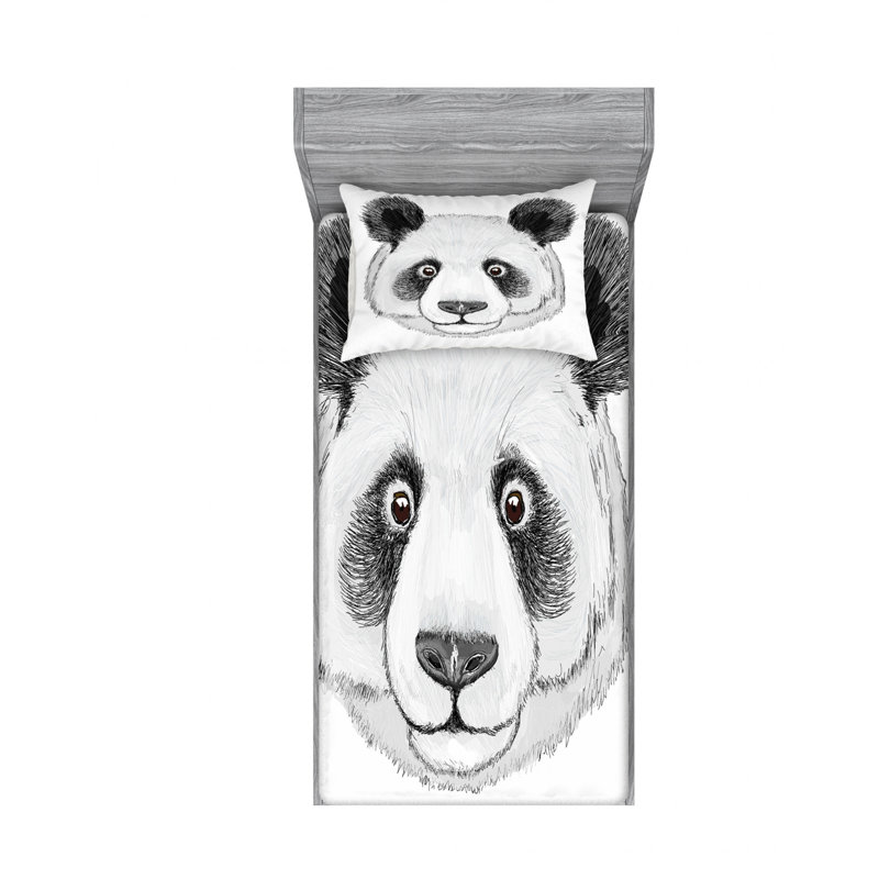 Ensemble de draps Panda Fluffy Fat, Ensemble de draps pour lit simple TG avec drap-hou