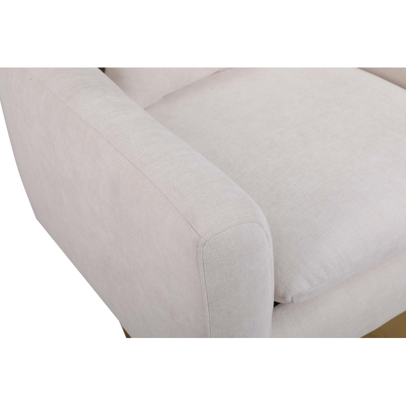 360-Degree Swivel Accent Chair with a Pillow, Beige 100% Linen