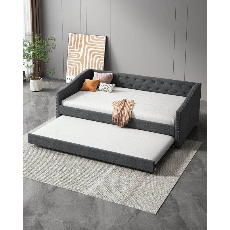Twin Size Daybed with Twin Size Trundle, Twin, Dark Gray