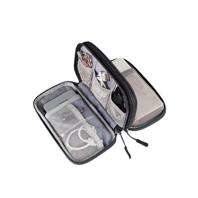 Double‑Layer Portable Electronic Organizer Bag, 7.48" x 4.33" x 1.77", Portable Tool Storage for Cables, Power Bank & Travel Tech Accessories