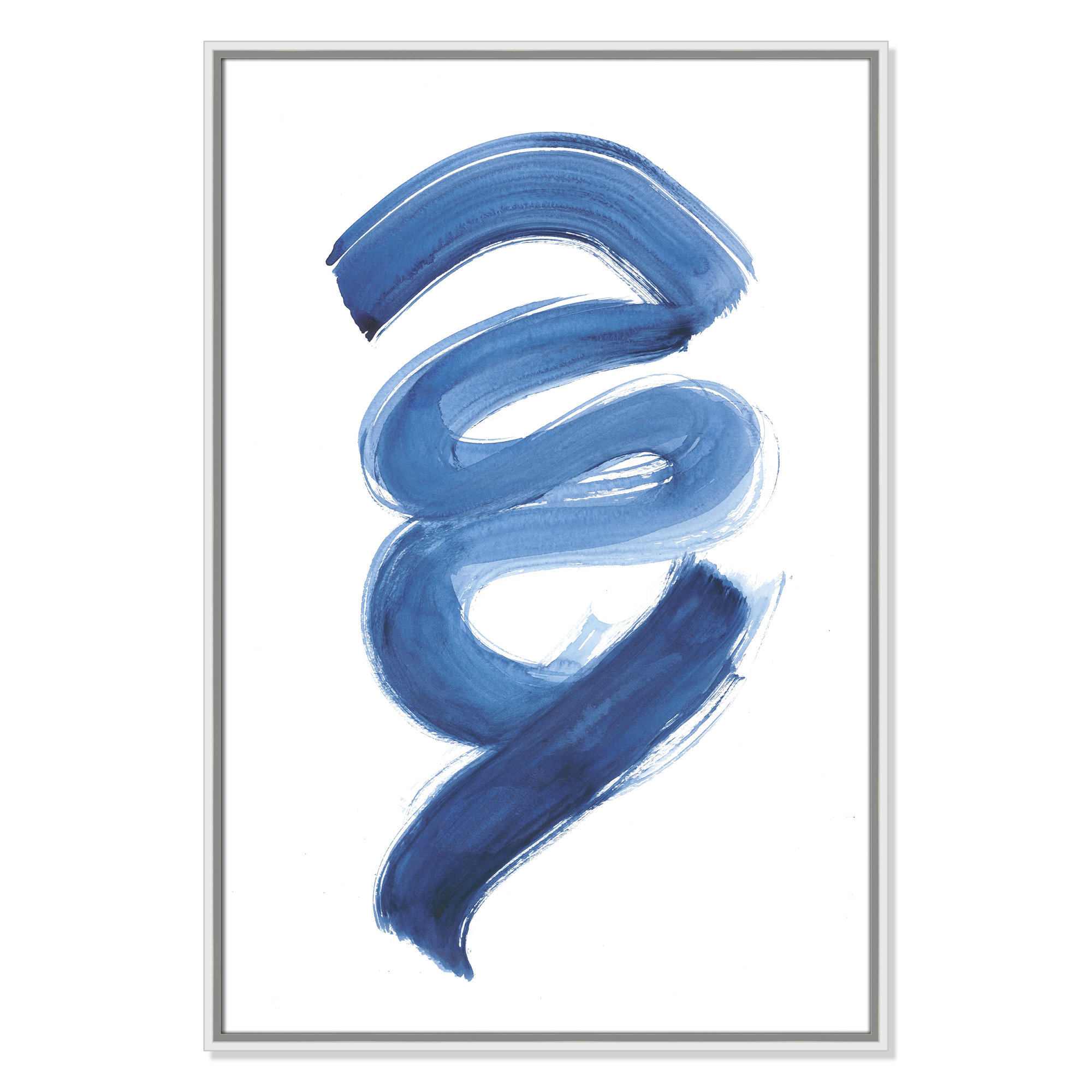 Slinky Indigo I by Filippo Ioco - Painting Print, 37.5" H x 25.5" W x 2" D, White Framed Canvas