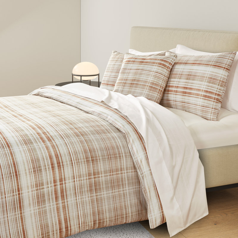 Ensemble de housse de couette Pascal, Cannelle, Housse de couette pour grand lit et 2 taies décor