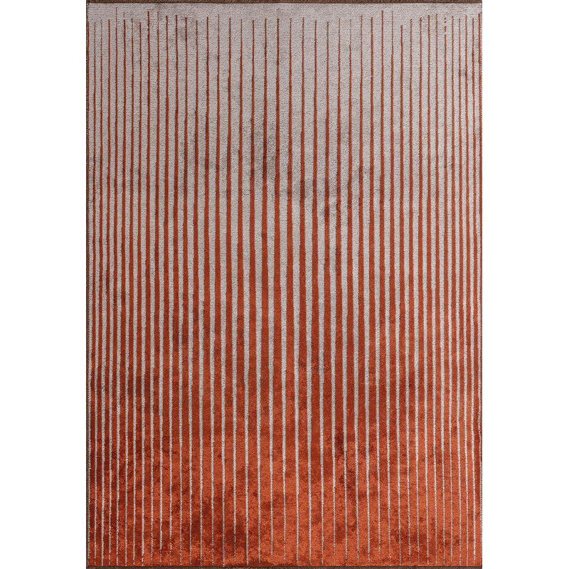 Rolena Rectangle Striped Cotton and Viscose Indoor / Outdoor Area Rug, Rectangle 6'6.7" x 9'10.1"