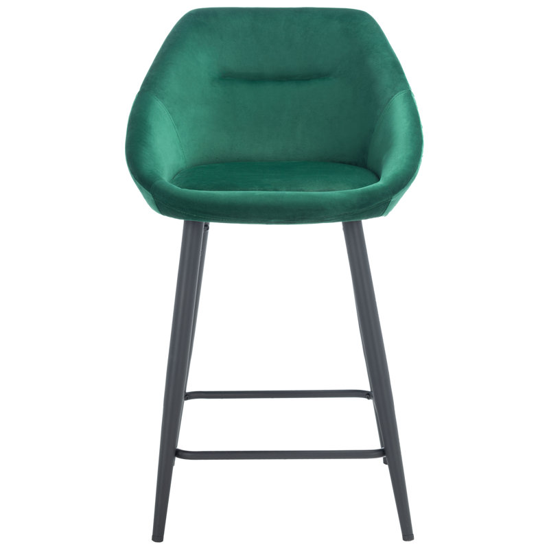 Hallatrow Upholstered Counter Stool with Metal Frame, Emerald