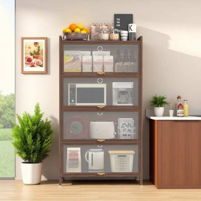 Metal 4 Flip Doors Cabinet, With Ample Storage Space For Bedroom, Office, Living Room, Hallway, Entryway