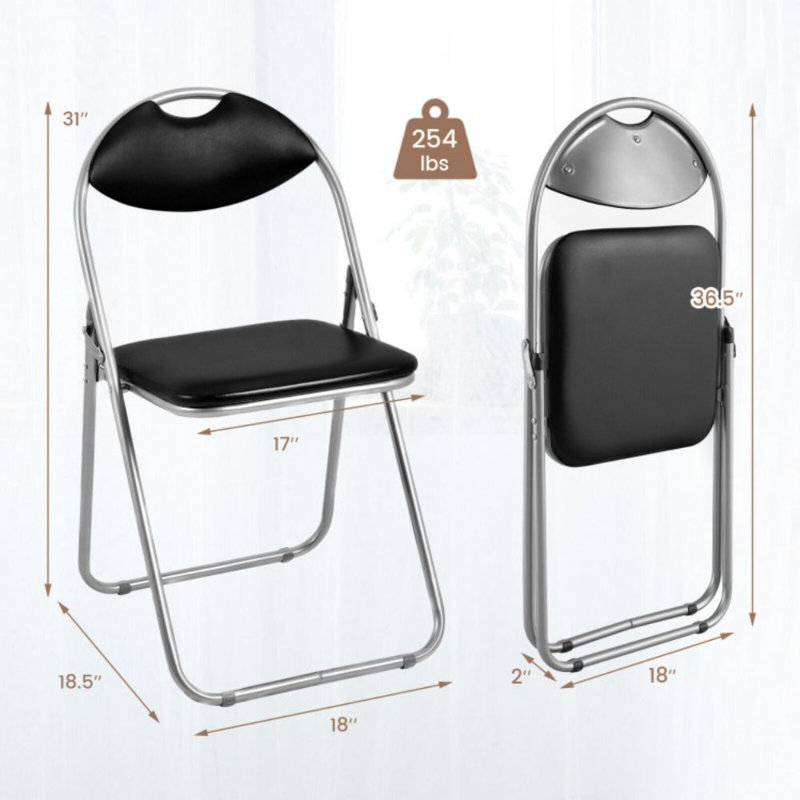 2 Pieces Portable Folding Dining Chairs Set With Carrying Handles