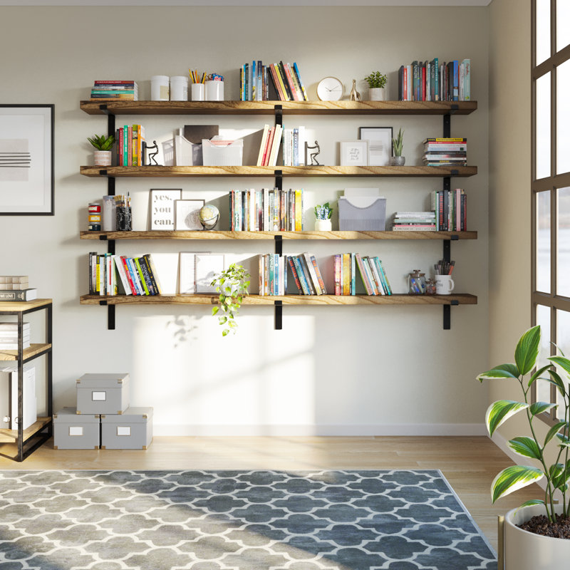 Hanging Shelf For Wall, Floating Wall Bookhelf, Decorative Shelf, Living Room And Office Decor, Rustic, 1pc, 7.5" H x 84" W